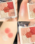 Makeup Blush Palette Natural Contour Highlight Palette Matte Pearlescent Embossed Petal Orange Blush Rouge Petal Blush Palette