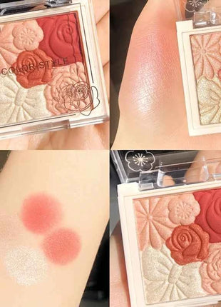 Makeup Blush Palette Natural Contour Highlight Palette Matte Pearlescent Embossed Petal Orange Blush Rouge Petal Blush Palette