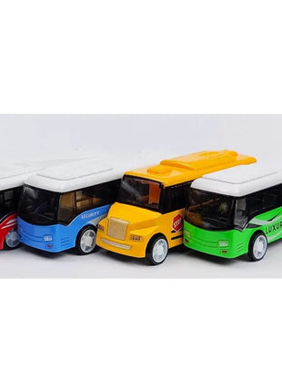 Ornamenti a forma di autobus ad alta imitazione Regalo per bambini di alta qualità Hobby Modello di autobus in lega Giocattoli di autobus estesi Tirare indietro il modello di veicolo - riparo82