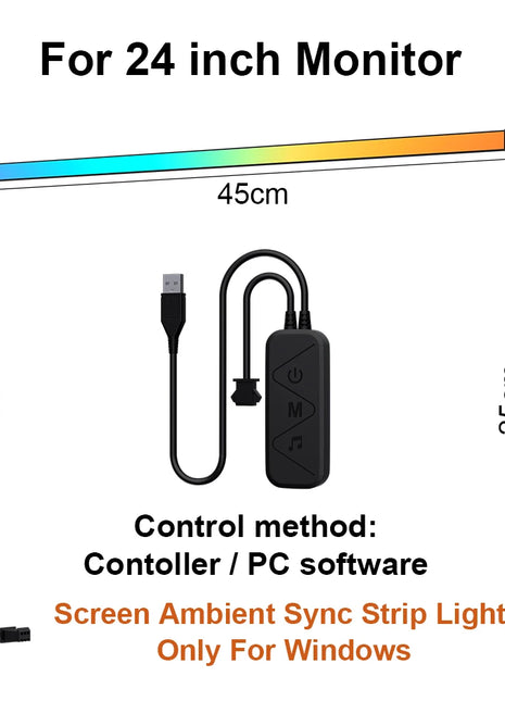 Smart Ambient TV PC Display Sync Computer Monitor Backlight LED Strip Light RGB Color DIY Game Holiday Atmosphere Decor Lamp - Riparo82