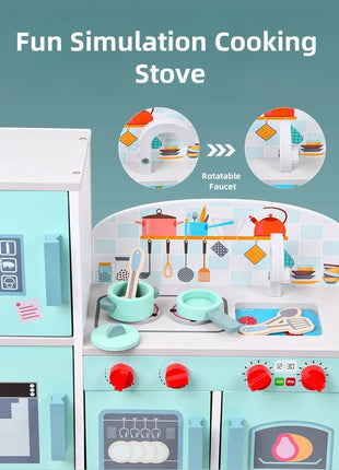 Set da gioco per mini frigorifero da cucina per bambini in legno - Pentole realistiche per giochi di finzione Regali di compleanno unisex per ragazzi e ragazze - riparo82