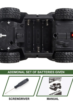 Auto telecomandata Jeep fuoristrada illuminata a LED Piccola proporzione Macchinina giocattolo per bambini non carica