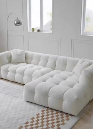 Divano Modulare a Fila Dritta con Design Divisibile, Morbido Divano in Pile Berber, Comodo Divano per Soggiorno, Accessori per Arredamento Casa e Appartamento