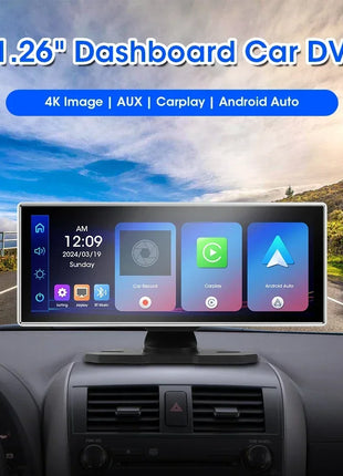 11.26 inch Dash Cam 4K Car DVR Wireless Carplay & Android Auto GPS Navigation Video Recorder Dashboard Dual Lens Wifi FM AUX - Riparo82