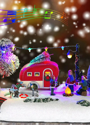 Collezione di scene di case luminose a LED per camper di Natale animato, costruzione di villaggi, decorazioni per interni per tavolo, camino, albero di Natale