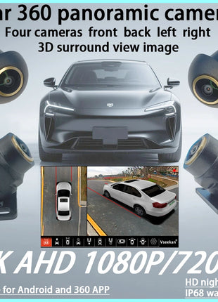 car 360°Panoramic Camera AHD1080P Front/Rear/Left/Right Camera 360 Panoramic Accessories for android multimedia Golden fisheye - Riparo82