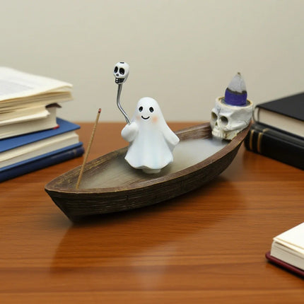 Halloween new resin ghost ship aromatherapy home desktop decoration ghost ship return incense rack burner
