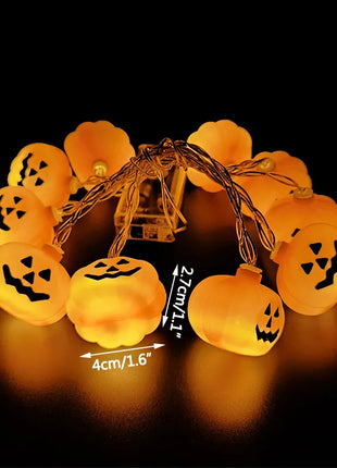 1.5M 10LED Halloween LED Light String Horror Eyeballs Pumpkin Spider Bat Skull Lamp Trick Or Treat Happy Halloween Party Decor - Riparo82