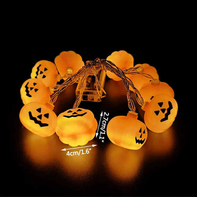 1.5M 10LED Halloween LED Light String Horror Eyeballs Pumpkin Spider Bat Skull Lamp Trick Or Treat Happy Halloween Party Decor