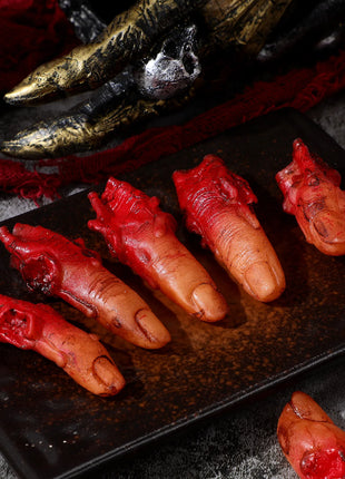 10pcs Fake Fingers Realistic Severed Horror Prank Scary Lifelike Bloody Halloween Props Haunted House Party Supplies Dark Red - Riparo82