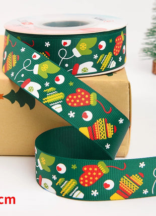 Nastro natalizio stampato da 5 metri Nastro natalizio in poliestere per design fatto a mano Decorazione natalizia Confezione regalo bouquet torta fai da te - riparo82