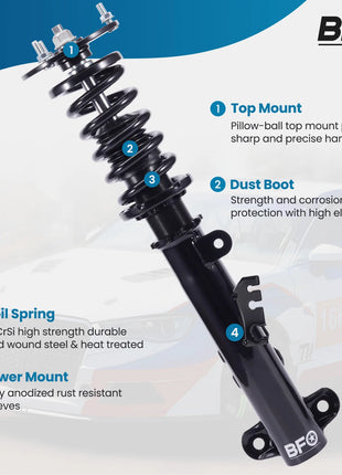 4x Coilovers per BMW Serie 3 E36 Coupé 2WD 1991-1999 Sospensione anteriore posteriore