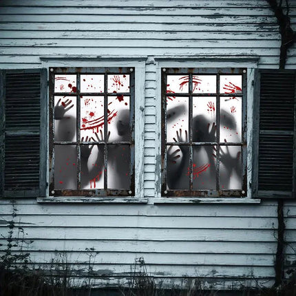 Halloween Curtain Backdrop with Female Ghost Design used for Creating A Terrifying Atmosphere In Indoor/Outdoor Party Decor