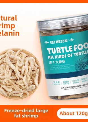 BESSN Aquatic Turtle Food - High Protein Freeze-Dried Shrimp&Meat Mix for Red-Eared Slider,Snapping Turtle&Terrapin - Riparo82