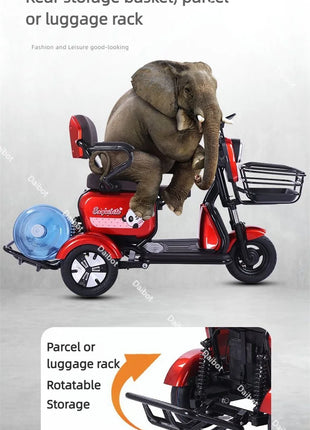 Mini Parent Child Electric Tricycle For Family With Foldable Child Seat 700W 48V 3 Wheels Electric Scooter For Adults Women - Riparo82
