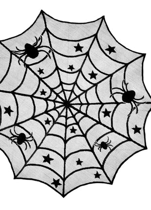 Halloween Decoration Black Spider Web Tablecloth Lace Table Runner Fireplace Cover Halloween Party Home Decor Haunted House Prop - Riparo82