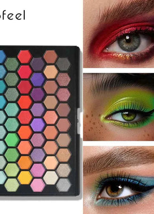POPFEEL 54 Color Eyeshadow Palette - Versatile Earthy & Rainbow Shades for Colorful Party Makeup,All-in-One Eyeshadow Collection