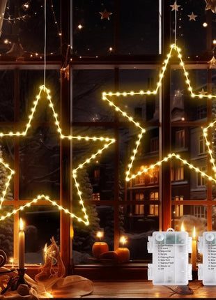 Confezione da 1/3 luci natalizie a stella in ferro a LED alimentate a batteria con telecomando 8 modalità lampade per la decorazione natalizia all'aperto per interni domestici