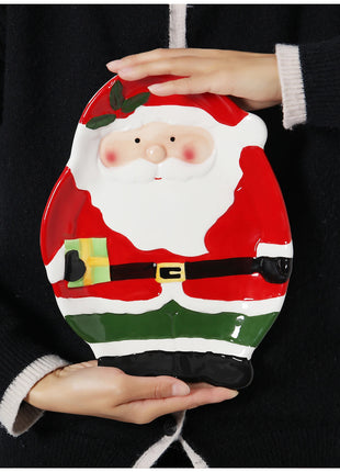 Piatto in ceramica tridimensionale dipinto a mano in pino di Babbo Natale Stoviglie da dessert per colazione natalizia Design unico di frutta - riparo82