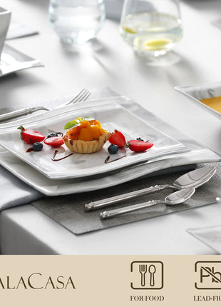 MALACASA FLORA 30/60 pezzi Set di stoviglie in porcellana di marmo con 12 * piatto per la cena, piatto da Dessert, piatto da minestra, tazze e piattini Set di piatti piatti ceramica set - riparo82