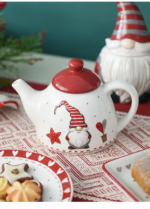 Set di posate in ceramica di babbo natale creativo nordico piatto per la cena in ceramica piatto per snack tazza per teiera per la casa barattolo sigillato regalo di natale - riparo82
