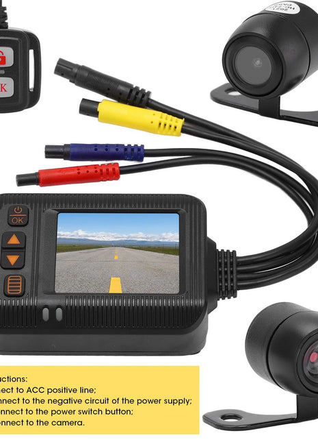 2in Motorcycle Driving Recorder Dash Cam 1080P+720P HD Lens Rainproof DVR Loop Recording Front Rear Motorcycle Recorder Dash Cam - Riparo82