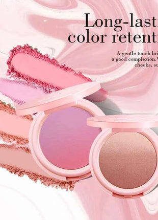 Vibrant Blush Palette, Multi-Color Gradient Design, Lightweight & Blendable Color, Face Cosmetics, With Easy-To-Use Mirror