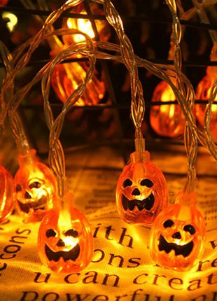 1.5M 10LED Halloween LED Light String Horror Eyeballs Pumpkin Spider Bat Skull Lamp Trick Or Treat Happy Halloween Party Decor - Riparo82