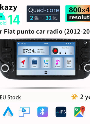 1 Din Android 14 Car Radio For Fiat/Linea/Punto evo 2012-2015 Multimedia Screen GPS Navigation Stereo Audio Head Unit Carplay 4G - Riparo82
