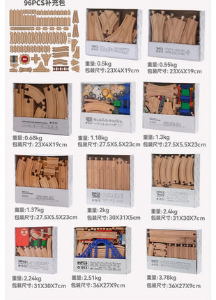 Set di binari ferroviari in legno Pacchetto di espansione Blocchi di costruzione fai-da-te Accessori Tracce adatte per binari in legno Biro Giocattoli educativi per bambini - riparo82