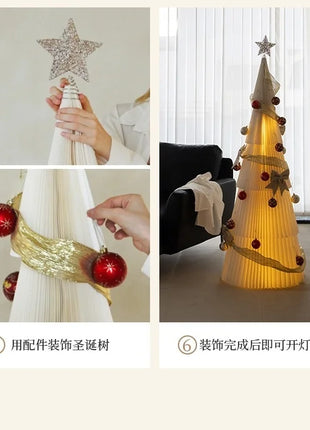 Natale grande ornamento per albero di Natale 2 m di altezza pieghevole in carta bianca decorazione per albero di Natale finestra ornamento luminoso