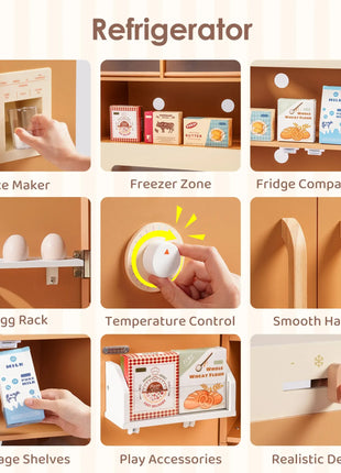 Robotime Cucina da gioco in legno Set da gioco da cucina per bambini Lavatrice Lavastoviglie Set da gioco da cucina per bambini Regalo per ragazzi e ragazze Caramello - riparo82