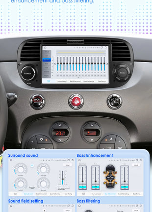 Hizpo 7 Inch 8 Core Car Radio Stereo for FIAT 500 2007-2015 GPS 2din Autoradio CarPlay Android 13 Auto Navigation Head Unit Wifi - Riparo82