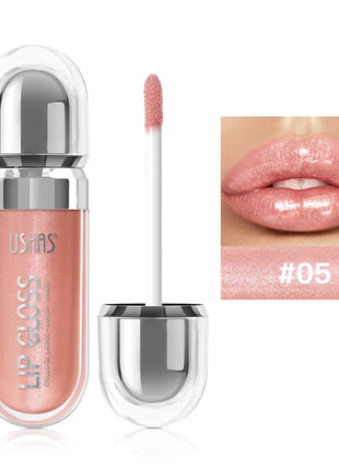 USHAS 12 colors mirror fine flash liquid lipstick pearlescent color waterproof sweatproof non-stick cup lip gloss - Riparo82