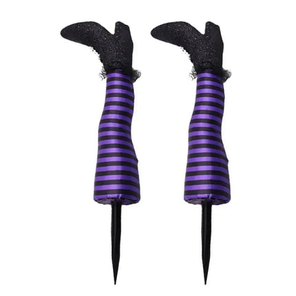 2pcs Halloween Evil Witch Legs Prosthetic Ornament Outdoor Yard Garden Patio Lawn Stake Halloween Party Decoration Props