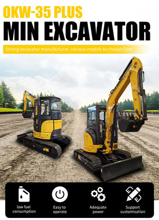 Piccolo escavatore diesel da 3,5 tonnellate, gru cingolata da 3 tonnellate, potente forza di sollevamento e scavo dell'escavatore - riparo82