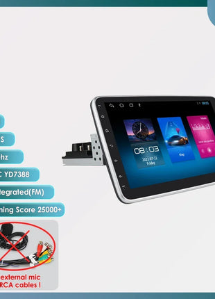 8+128G 10.1'' 360 Rotatable 1 Din AutoRadio GPS for Universal Car Multimedia Player Stereo 1DIN Video Autoradio Carplay HeadUnit