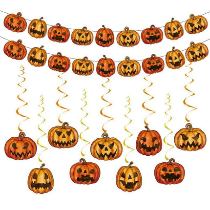Halloween Theme Disposable Tableware Paper Plates Cups Straws Tablecloth Banner Spiral Cake Topper Happy Halloween Party Decor