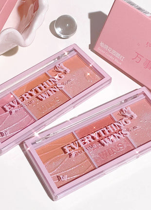 3-color Blush Palette Nude Makeup Natural Matte Milk Tea Orange Tone Long-lasting Rouge Blush Powder Cream Palette - Riparo82