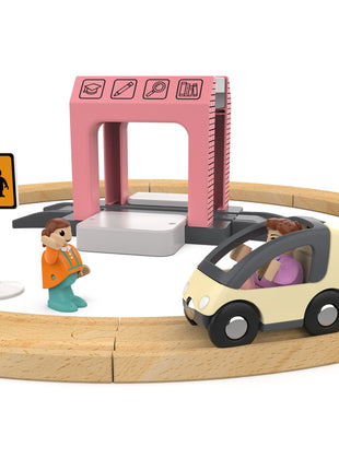 Set di binari ferroviari in legno Treno elettrico Modello magnetico per auto Slot pressofuso Adatto a tutte le marche Biro Pista in legno Assemblare Toy Boy Gift - riparo82