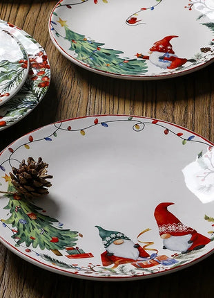 Set di piatti da pranzo in ceramica natalizia per uso domestico sottosmalto piatto rotondo Dim Sum sushi decorativo - riparo82