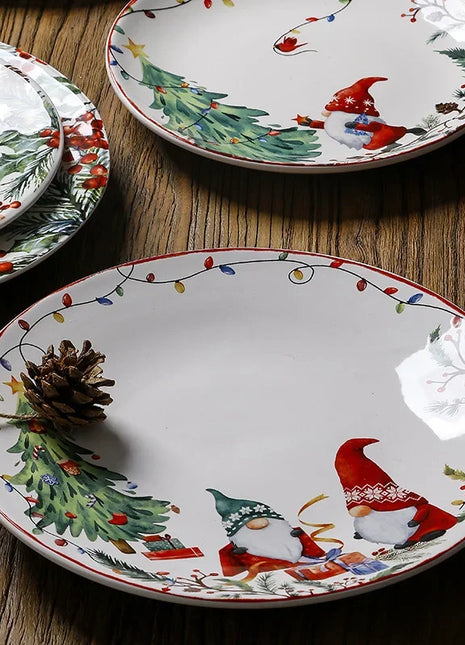 Set di piatti da pranzo in ceramica natalizia per uso domestico sottosmalto piatto rotondo Dim Sum sushi decorativo - riparo82