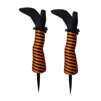 2pcs Halloween Evil Witch Legs Prosthetic Ornament Outdoor Yard Garden Patio Lawn Stake Halloween Party Decoration Props
