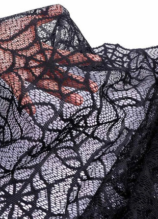 Halloween Decoration Black Spider Web Tablecloth Lace Table Runner Fireplace Cover Halloween Party Home Decor Haunted House Prop - Riparo82