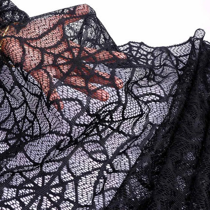 Halloween Decoration Black Spider Web Tablecloth Lace Table Runner Fireplace Cover Halloween Party Home Decor Haunted House Prop