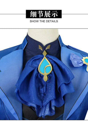 Furina Costume Cosplay Parrucca Capelli Impatto Fontaine Focalors con Cappello Abiti Neri Scarpe Cosplay Tacco Alto per Abiti da Donna