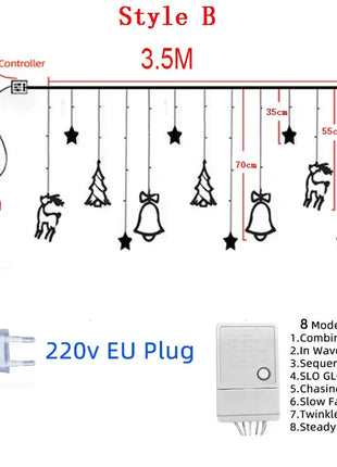 220V Spina UE Natale Cervo Campana Sta Tenda Luci della stringa LED Ghirlanda Lucine Decorazione natalizia per la decorazione della festa nuziale