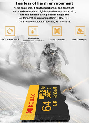 2 pezzi Kodak schede SD Micro TF originali 64 GB U3 V30 scheda Flash 4K scheda di memoria Full HD memoria TF per telefono/computer con adattatore SD