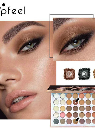 POPFEEL 40-Color Earth Tone Eyeshadow Palette - Matte, Shimmer, and Contour Makeup for Vibrant and Long-Lasting Eye Look.