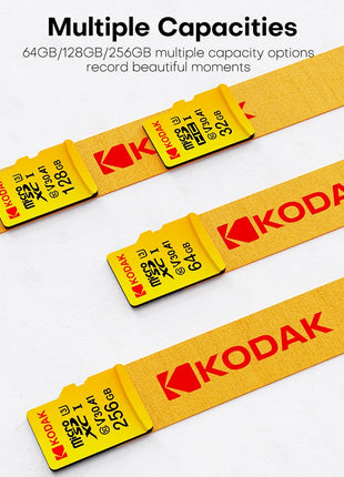Scheda Micro SD originale al 100% Kodak Scheda di memoria da 128 GB Classe 10 Scheda Flash da 64 GB Scheda di memoria Flash da 32 GB V30 U3 per registratore di guida